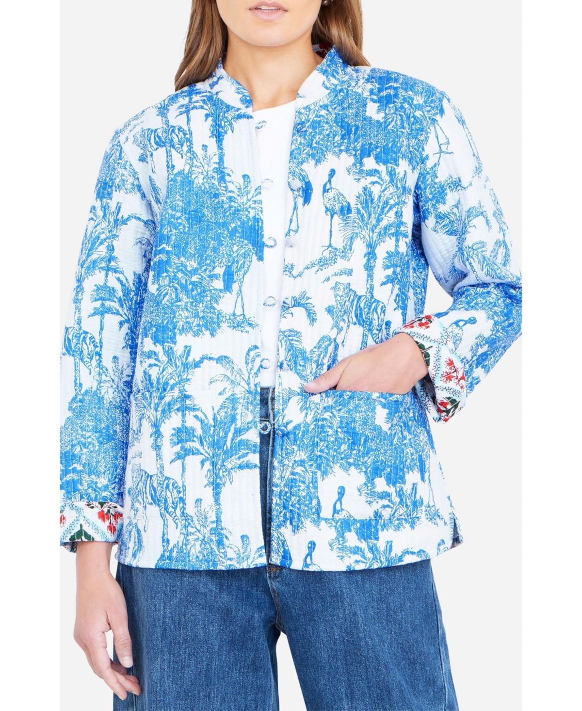 Yumi Women's Palm Reversible Cotton Quilted Jacket