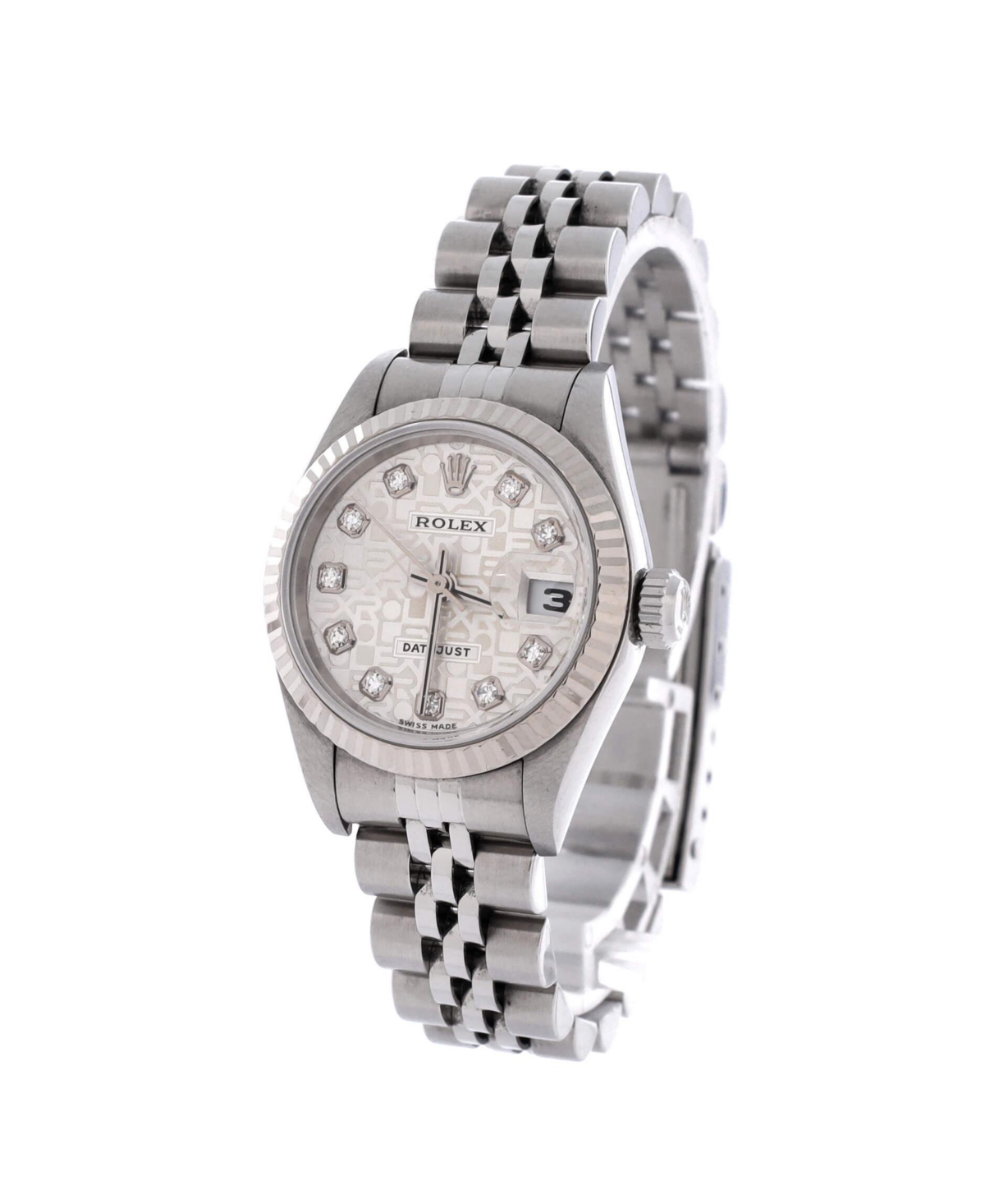 Pre-Owned Rolex Oyster Perpetual Datejust Automatic Watch in Stainless Steel and White Gold with Diamond Markers 26mm