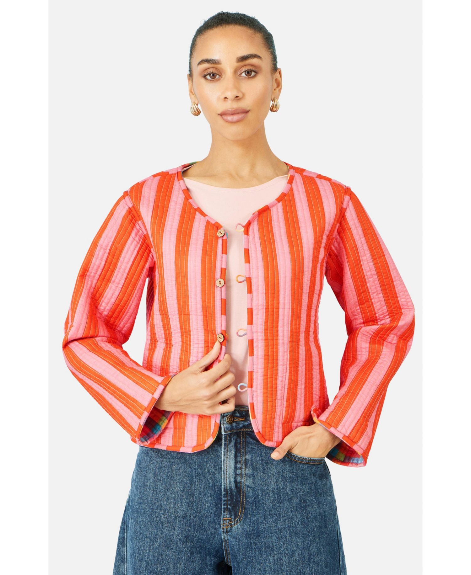 Women's Collar Reversible Cotton Quilted Jacket