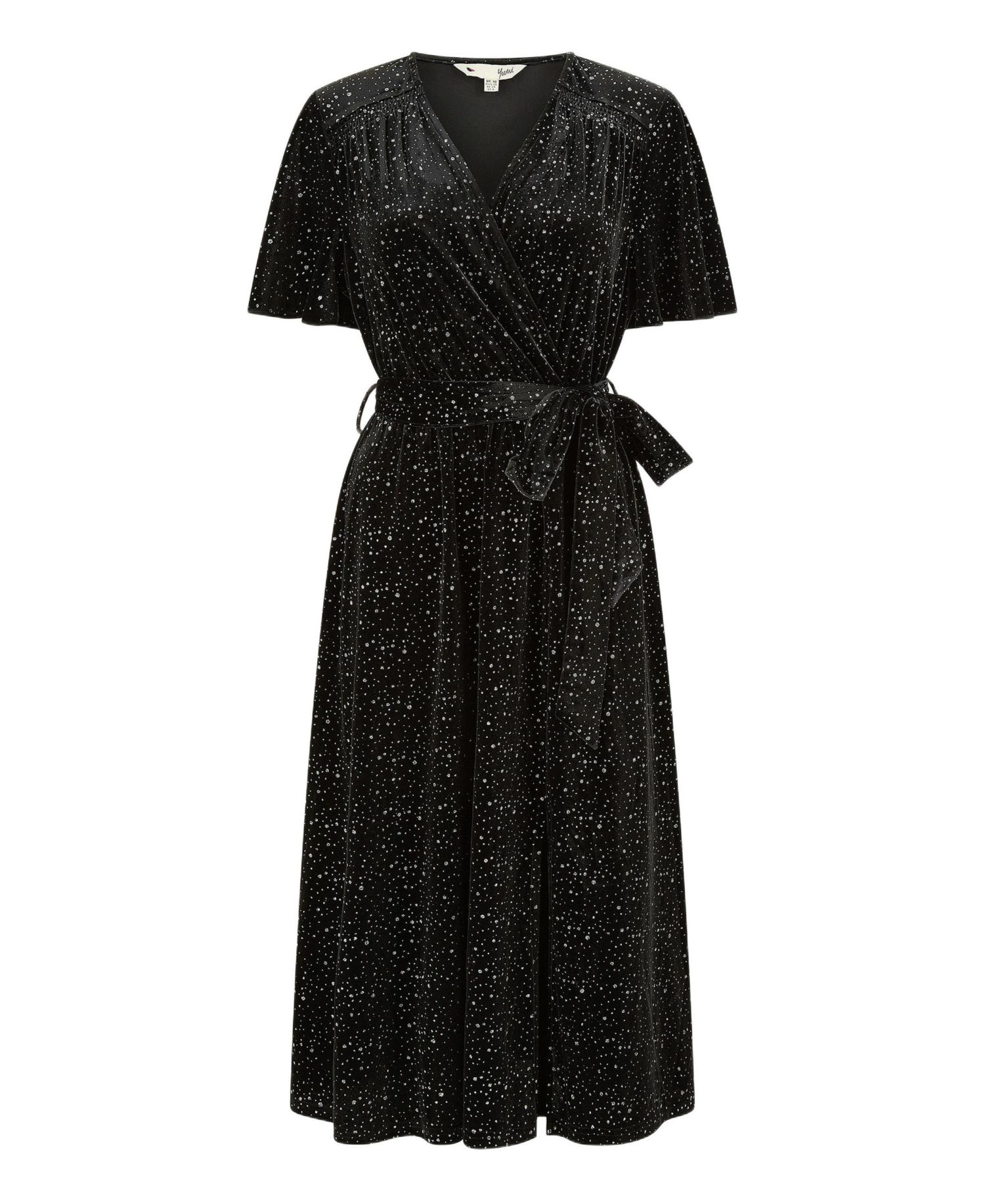 Women's Velvet Sparkle Wrap Midi Dress