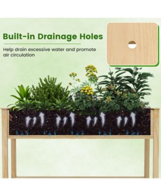 Portable Wooden Raised Garden Bed with Legs and Wheels