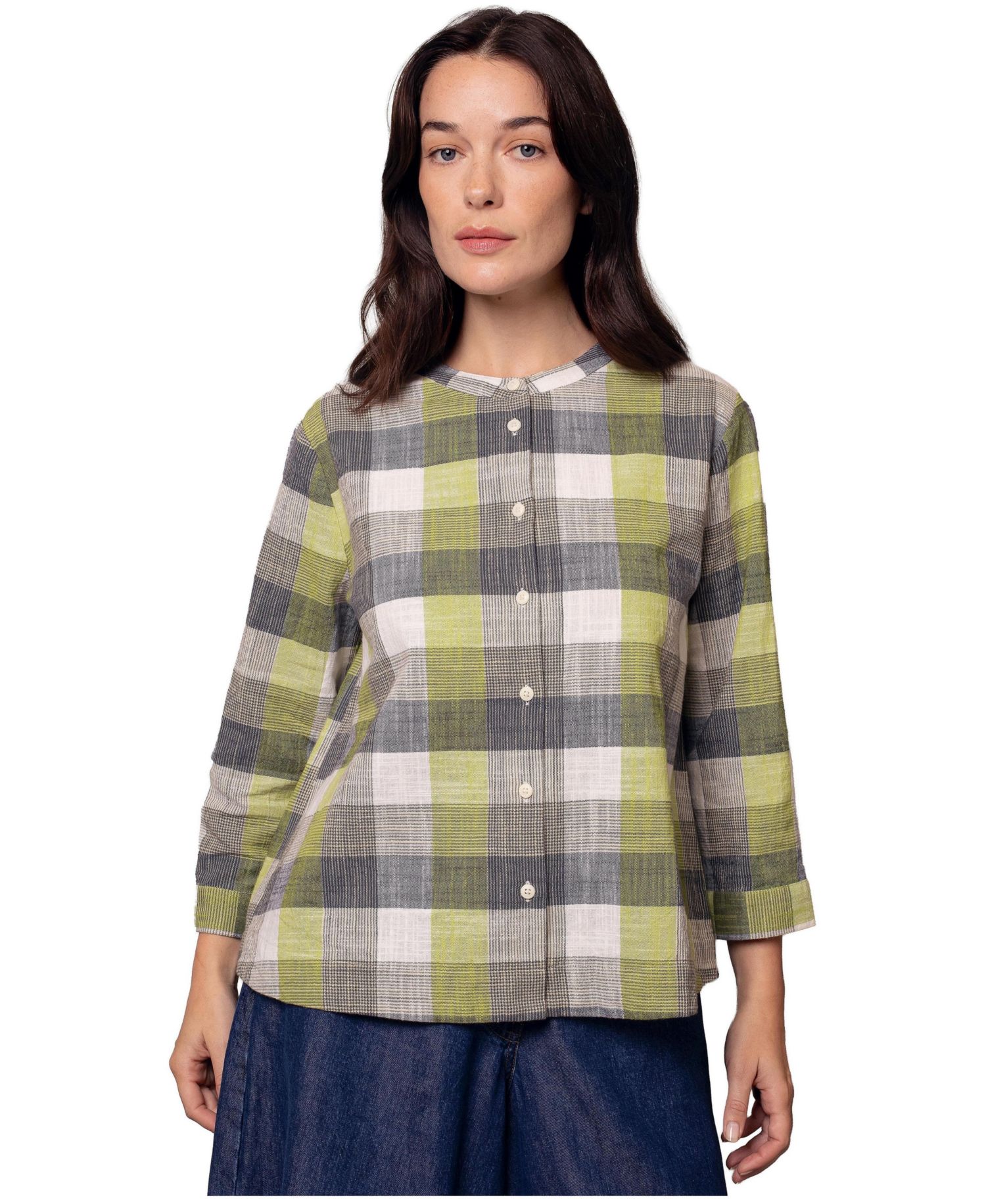 Women's Collarless Swing Blouse