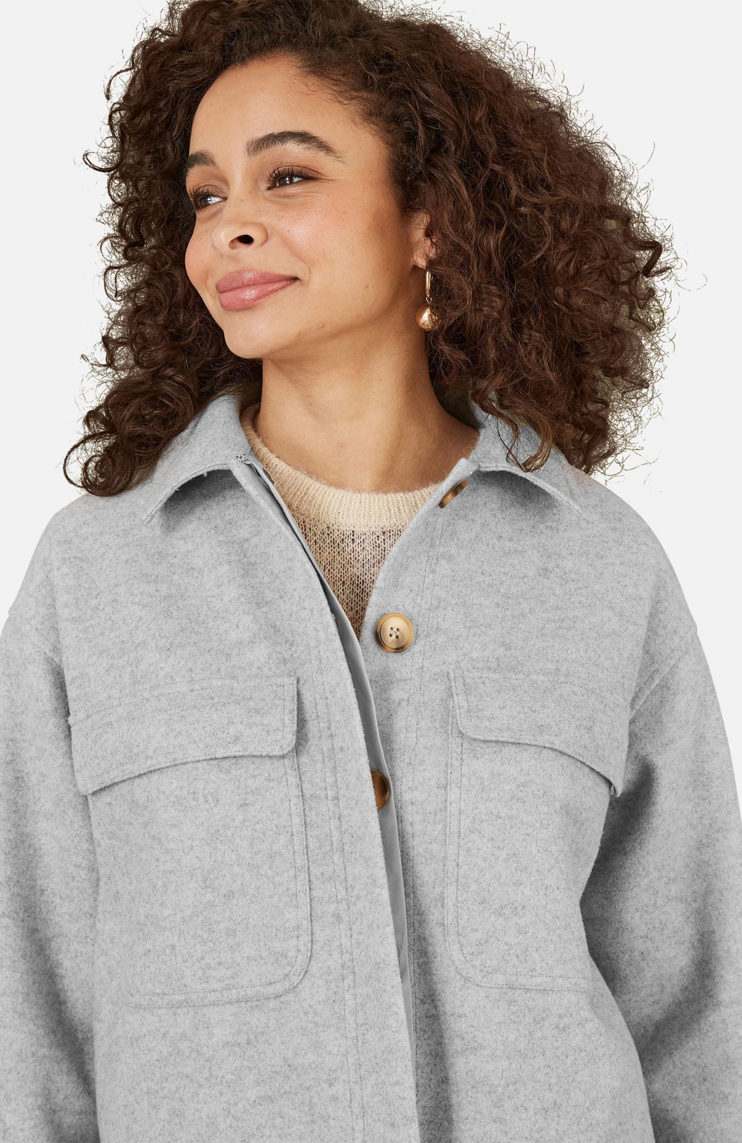 Women's Textured Finish Patch Pocket Shacket