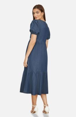 Women's Floral Embroidered Puff Sleeve Dress