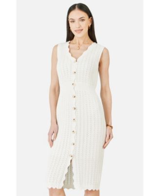 Women's Cotton Scallop Crochet Knitted Dress