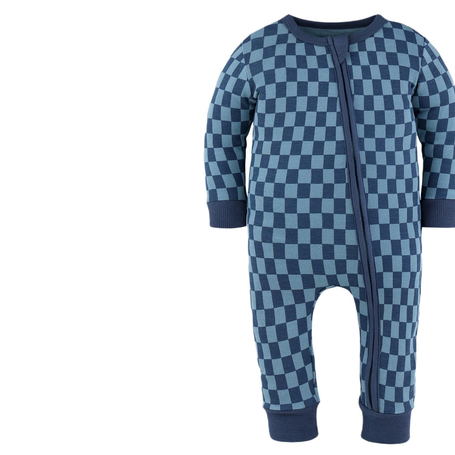 Baby Boys Checker & Happy Shark Cotton Footless Pajamas for Boys, 2 Pack