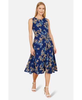 Women's Floral Skater Sleeveless Midi Dress