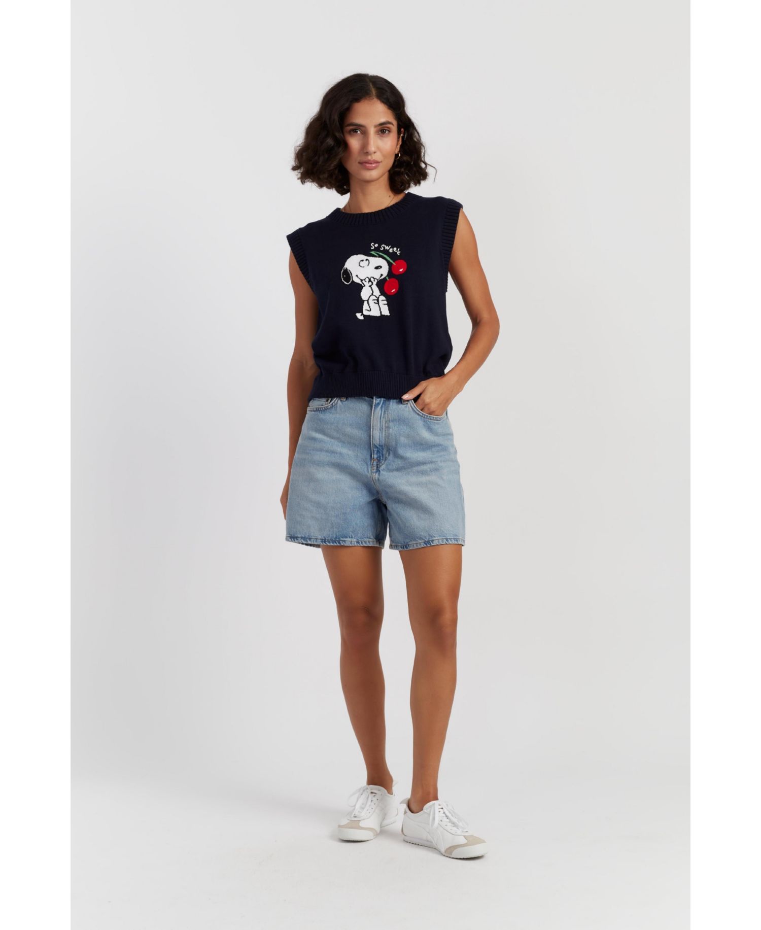 Women's Chinti and Parker Cotton Snoopy Cherry Tank