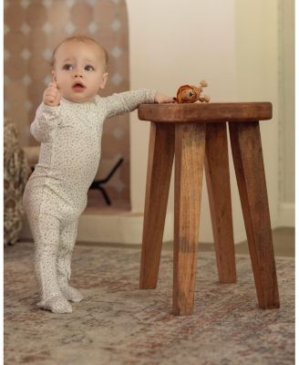 Baby Girls "Abstract Spots" Rayon-Blend Front-Zip Long-Sleeve Footie