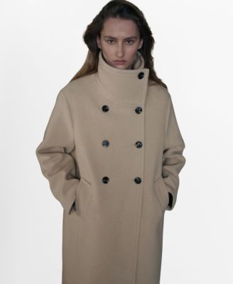 Women's Wool-Blend Funnel-Neck Coat