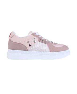 Women's Sneaker with bebe Hardware, Novelty Charms, Heart Print