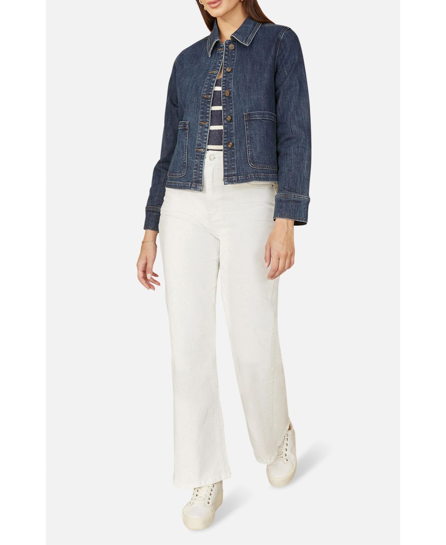 Женская куртка Yumi Denim Jacket With Patch Pockets, цвет: Синий — фото 6