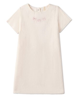 Little Girls "The Most Perfect Bows" Embroidered Cotton Short-Sleeve Dress