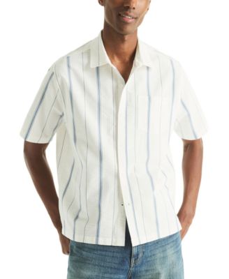 Men's Short-Sleeve Stripe Collared Shirt