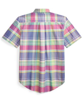 Boys' 8-20 Plaid Short-Sleeve Oxford Shirt