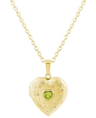 Created Emerald (3/8 ct. t.w.) Locket Pendant Necklace in 14k Yellow Gold-Plated Sterling Silver (Also Available in Multi-Stones)