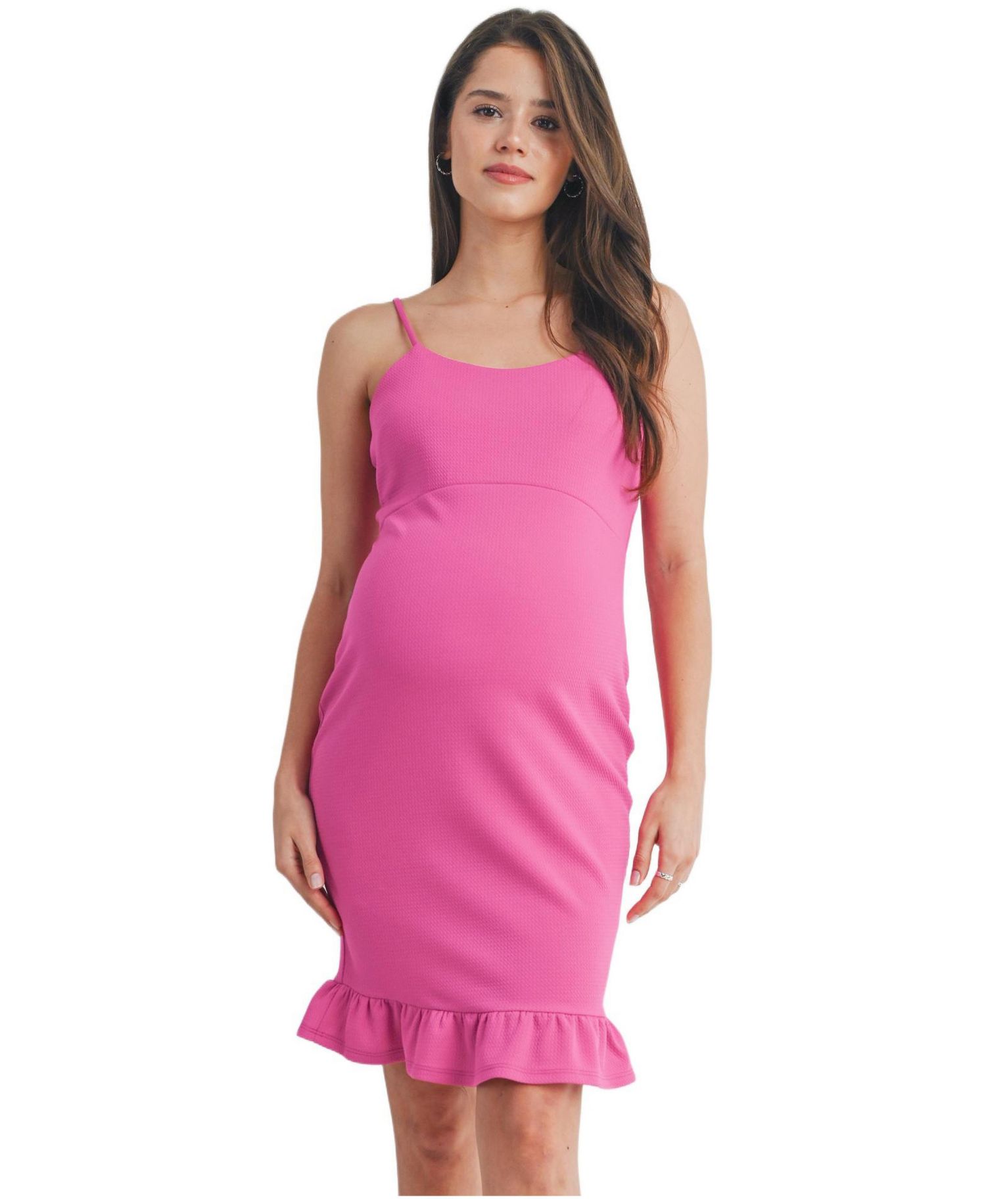 Women's Bodycon Spaghetti Strap Scoop Neck Dress with Ruffle Hem