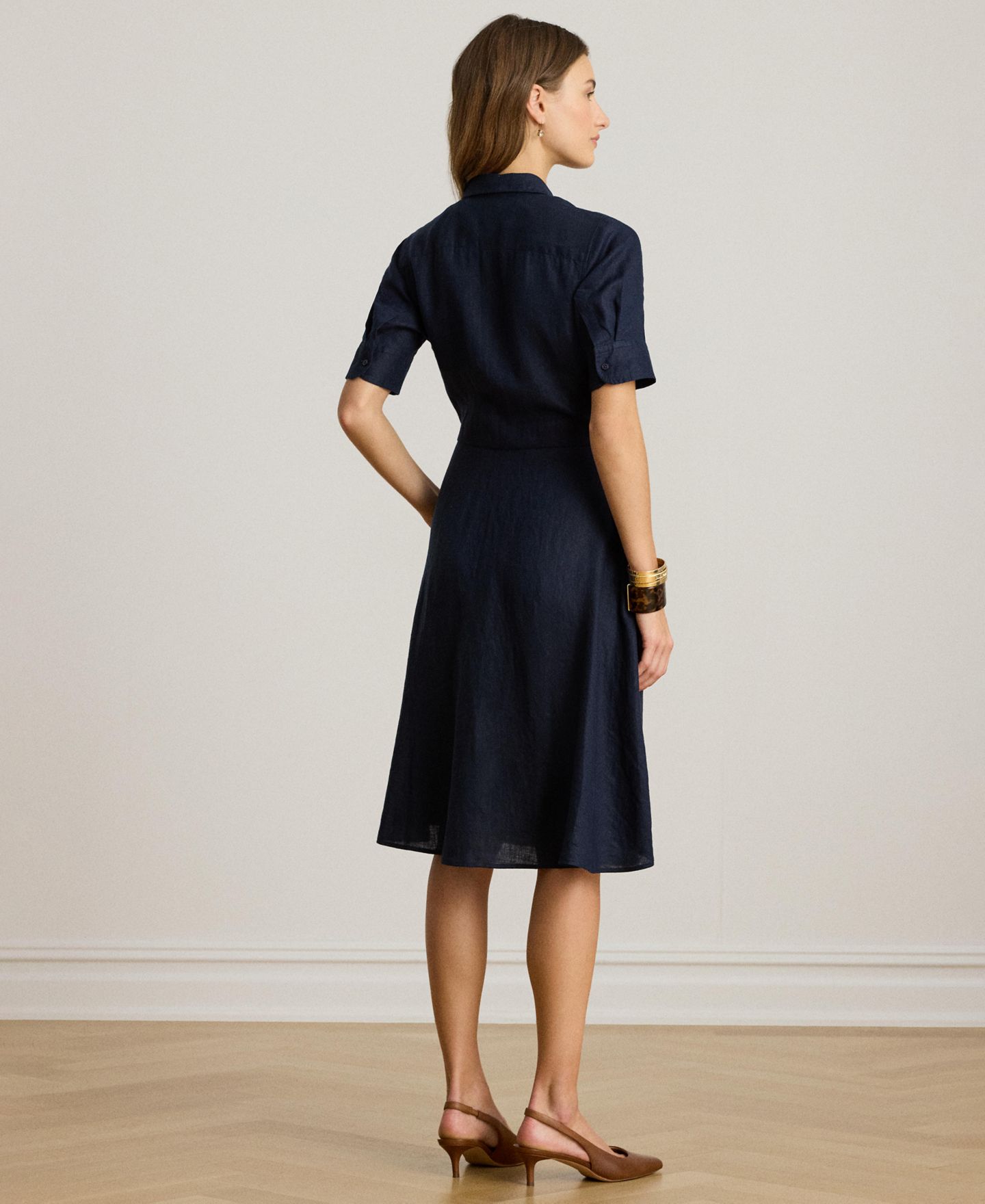 Женское платье Lauren Ralph Lauren Linen Shirtdress, цвет: Тёмно-синий — фото 4