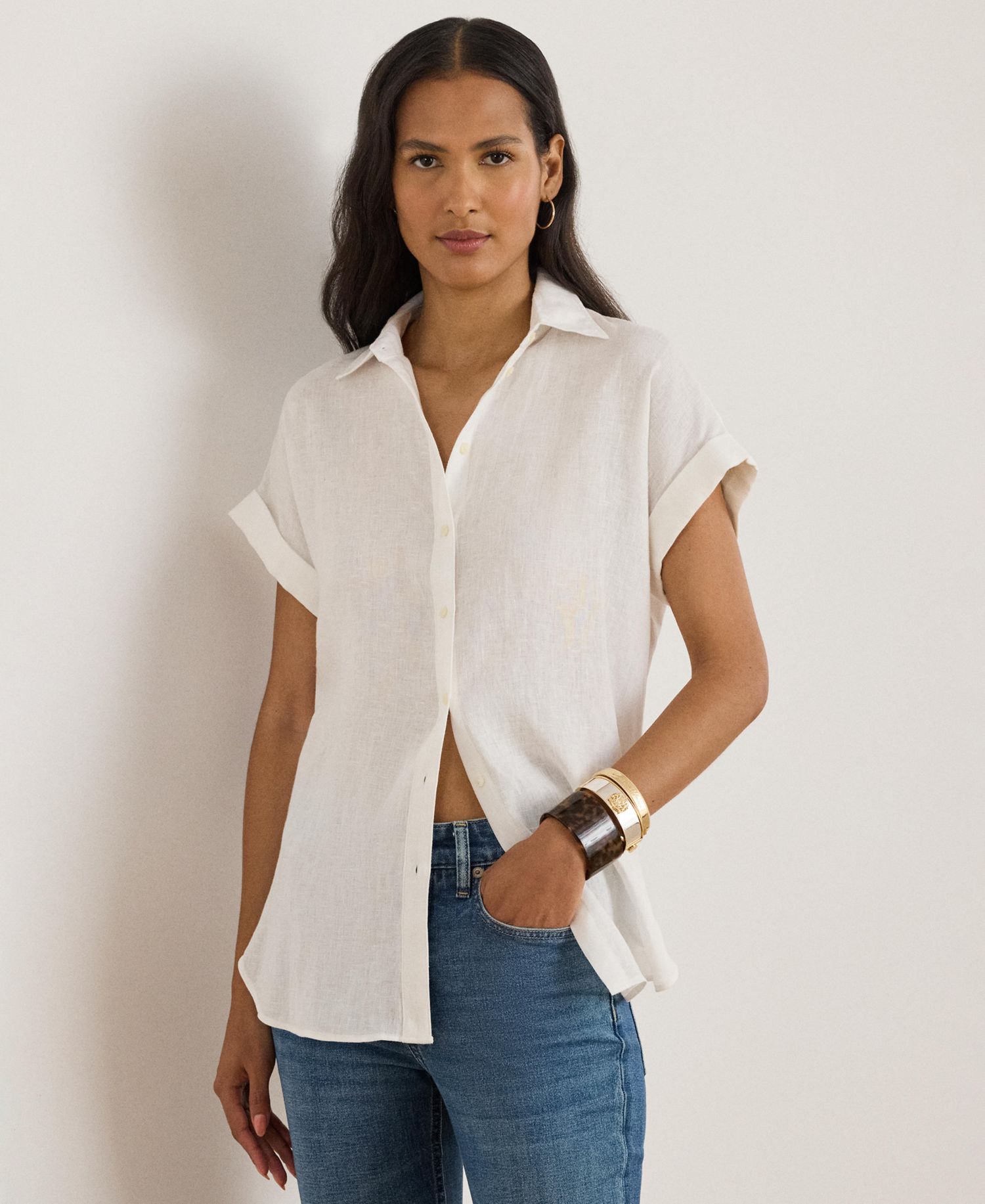 Dolman-Sleeve 100% Linen Shirt