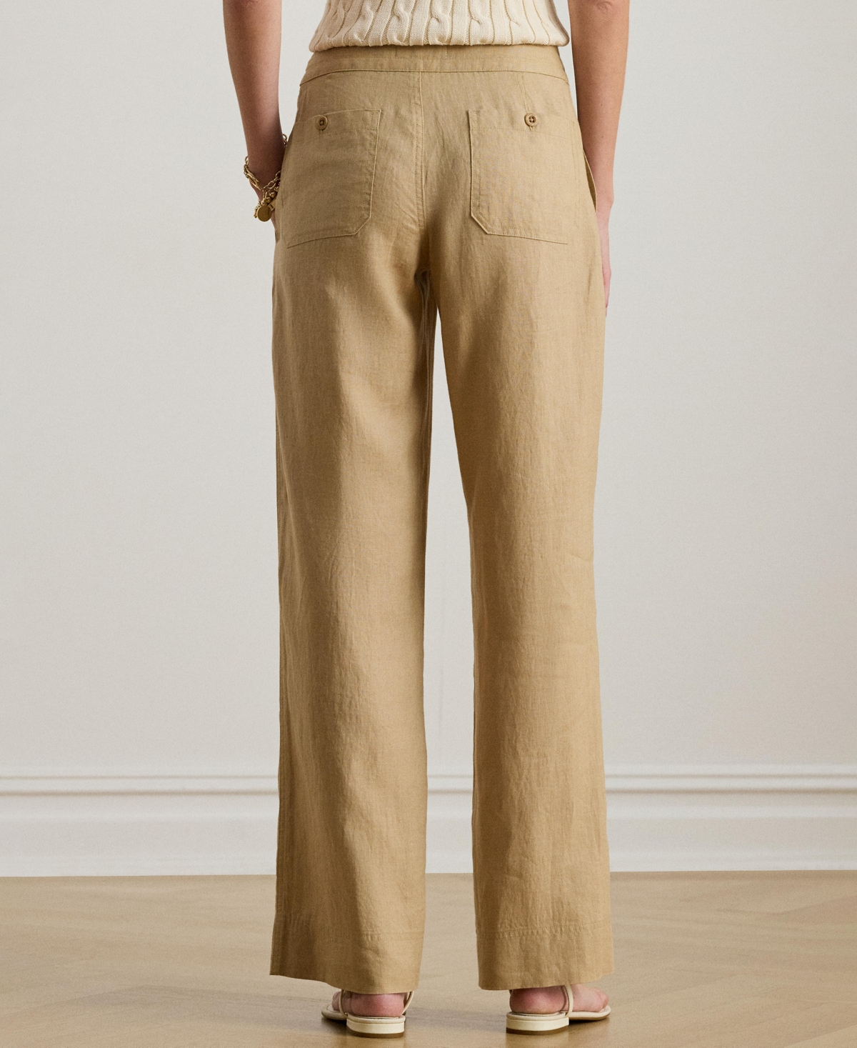 Lauren Ralph Wide-Leg 100% Linen Pants