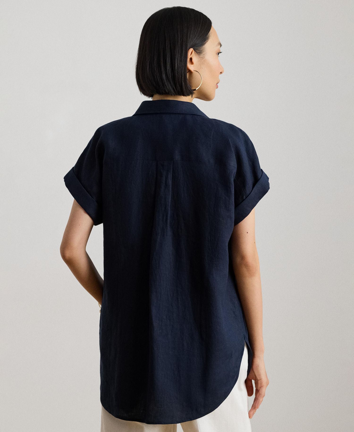 Dolman-Sleeve 100% Linen Shirt