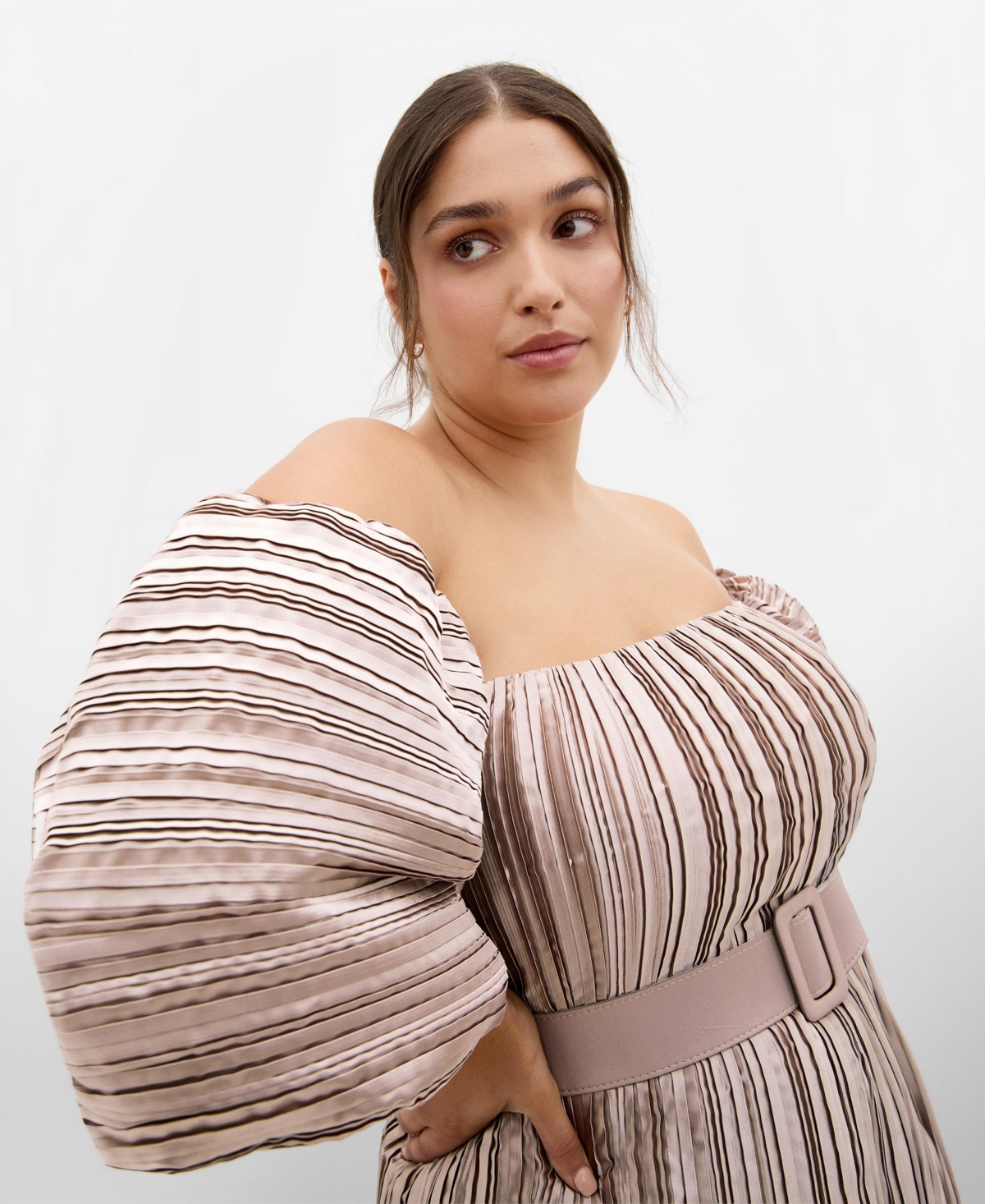 City Chic Women's Krista Pleat Midi Dress