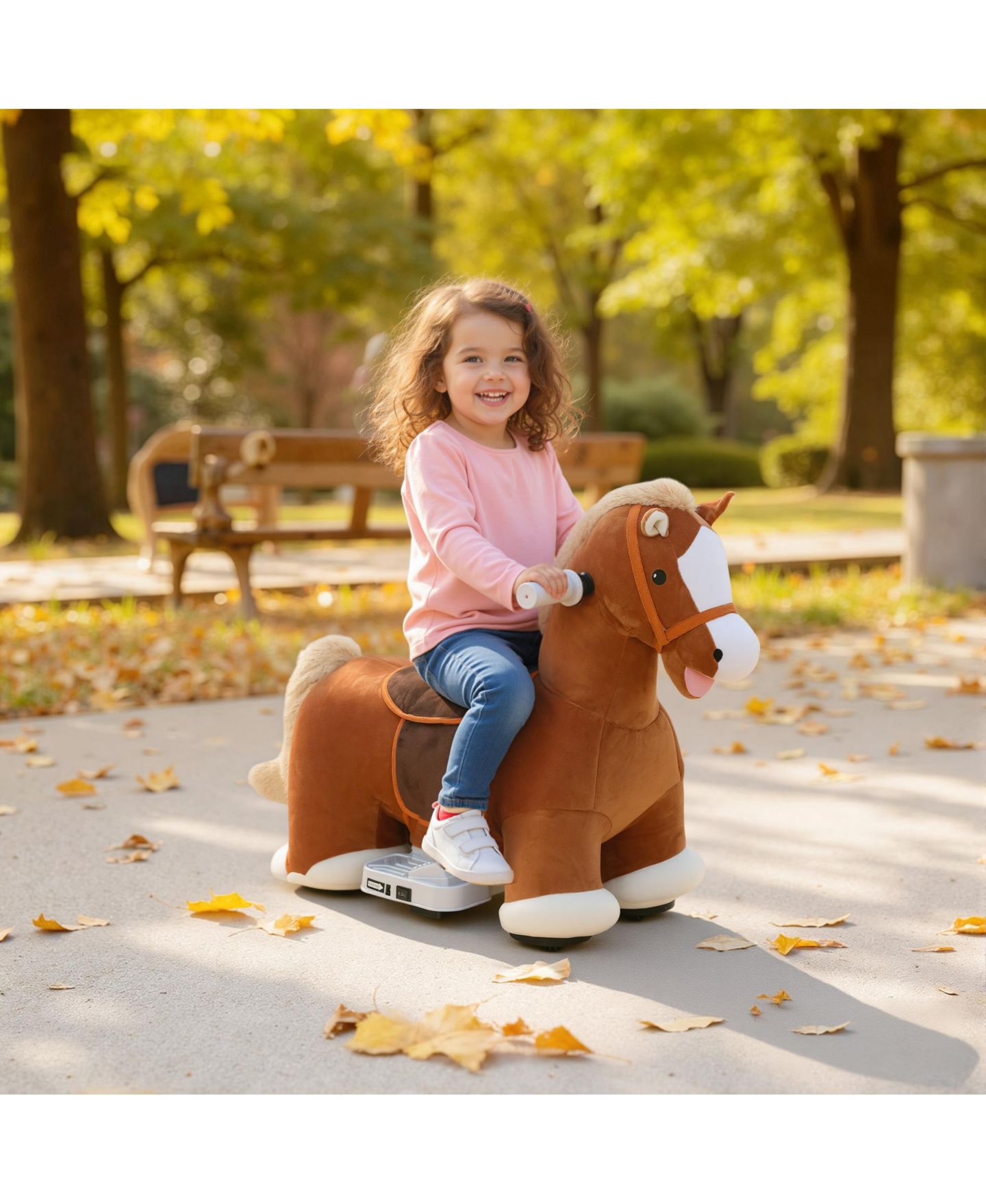 Детская игрушка Qaba 6V Ride on Horse, Battery Powe Electric Ride on Toy with Music, цвет: Коричневый — фото 2