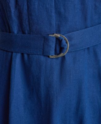 Women's Sleeveless Crew Neck Belted Midi Dress