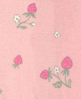 Baby Girls' Strawberry and Polka Dots Print One-Piece Pajama Set, 2-Pack