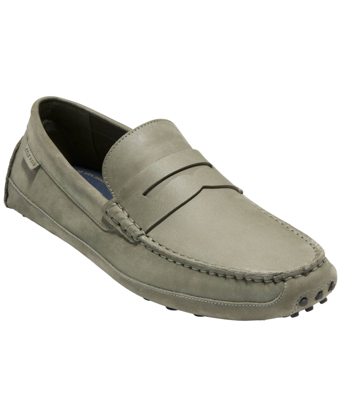 Мужские лоферы-драйверы Cole Haan Davies Grand без застёжек, цвет: Оливковый нубуковый — фото 1