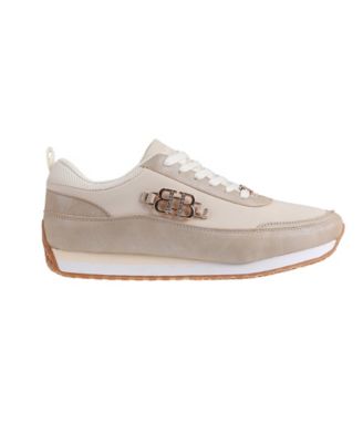 Women's Sneaker with Nylon/Suede PU Upper and Large Ornament Detail