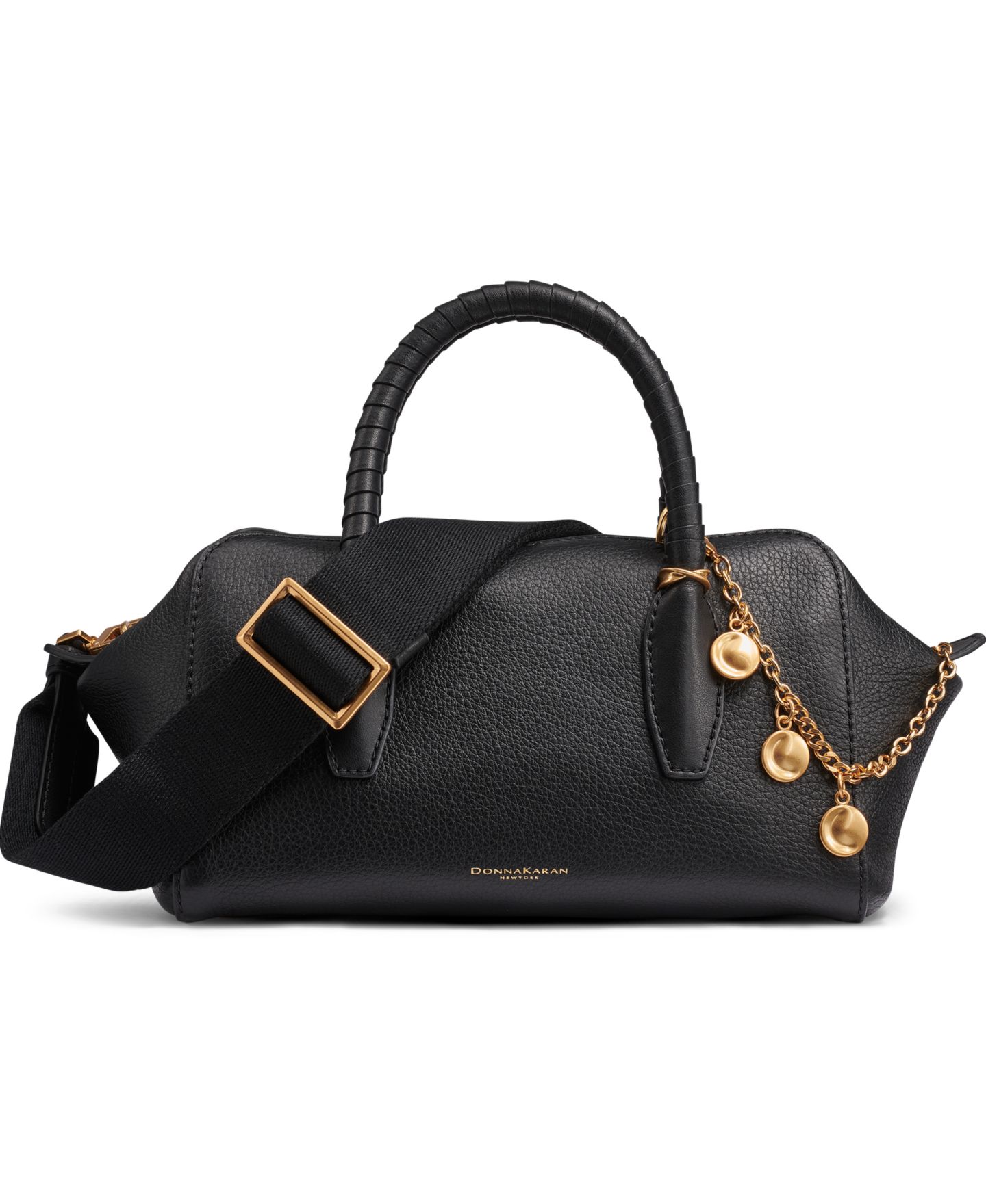 Женская сумка Donna Karan New York Chantilly Leather Mini Satchel, цвет: Чёрный / Золотой — фото 1