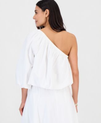Petite Bubble One-Shoulder Blouse