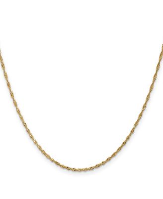 Solid 18k Yellow Gold Italian Diamond-Cut Singapore Chain Necklace