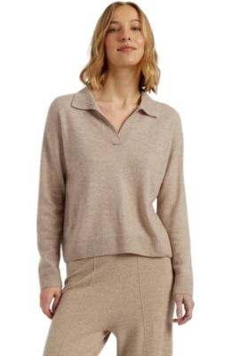 Women's Chinti and Parker Wool Cashmere Blend V Neck Collared Sweater