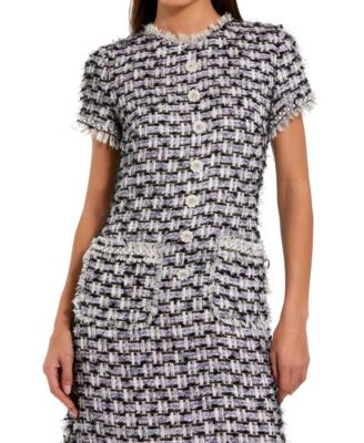 Women's Cap Sleeve Floral Button Detail Shift Dress