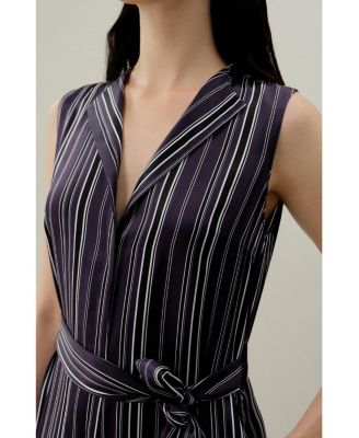 Women's Silk Charmeuse Striped Jumpsuit
