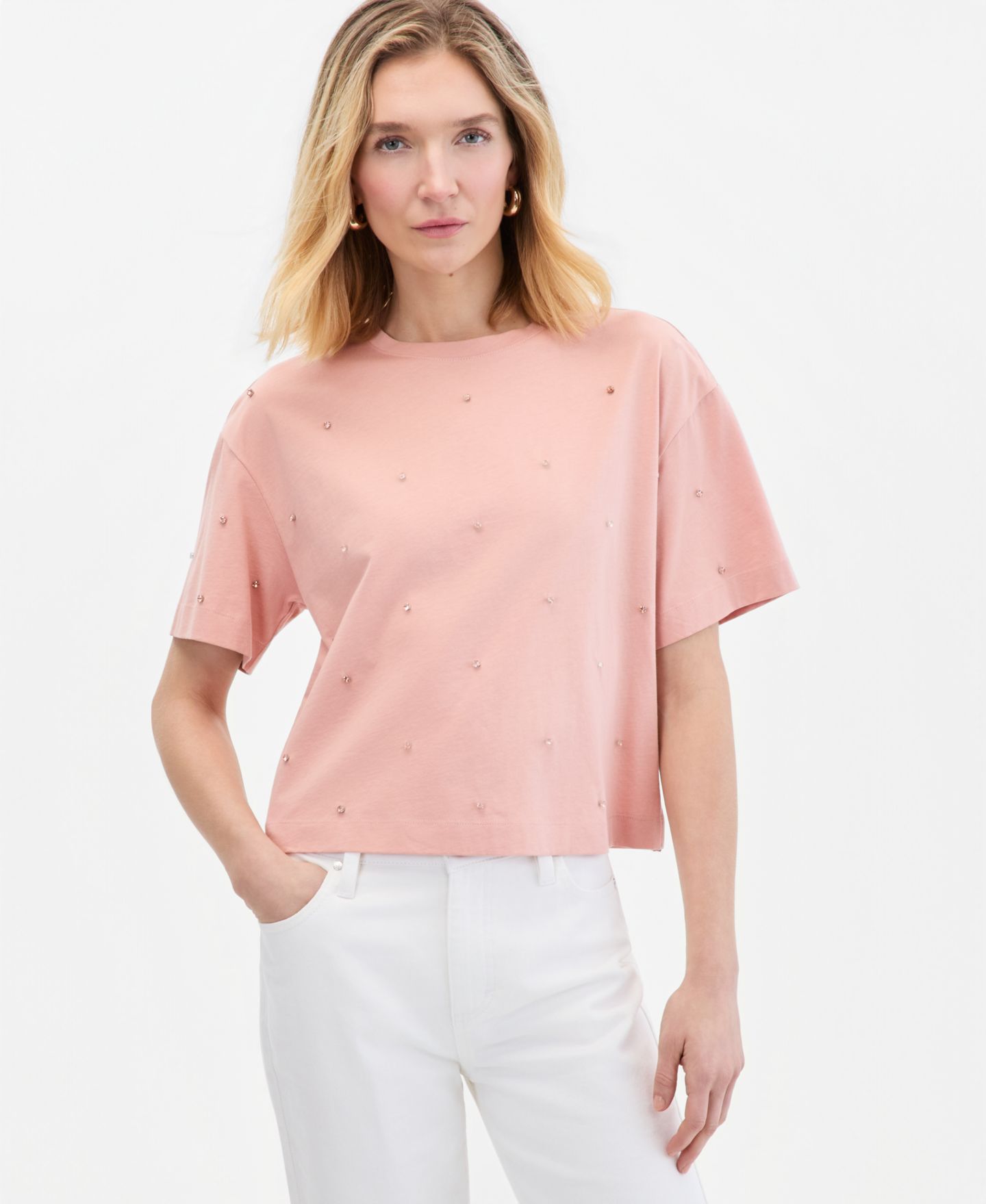 Женская футболка I.N.C. International Concepts Embellished, цвет: Розовый — фото 1