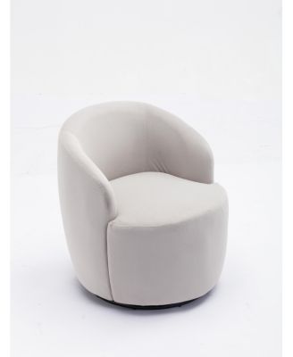 Velvet Swivel Barrel Chair with Metal Ring