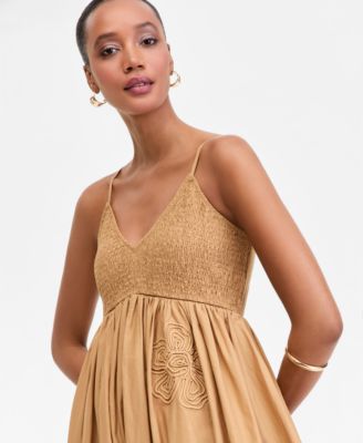 inc international concepts embroidered dress INC International Concepts Cotton Side Cutout Puff Sleeve Midi Dress –  USAFashion main image 0