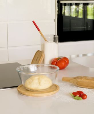 Glass 3-Piece Mixing Bowl with Bamboo Lid Set