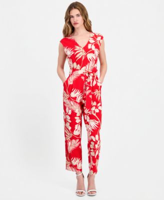 Petite Printed Tie-Waist Jumpsuit