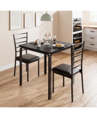  3 Piece Dining Table Set for 2 Metal Frame Wood Kitchen Table and 2 Chairs Small Dining Furniture Set for Small Space Apartment Dining Room