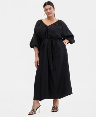 Women's 3/4 Sleeve Tie-Waist Midi Dress, Macy's Exclusive