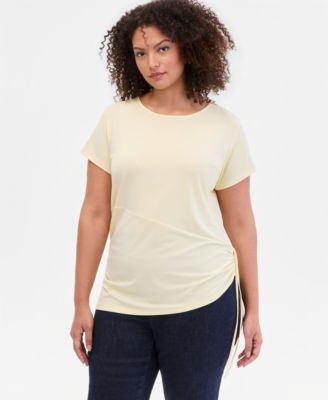 Plus Size Tie-Side Cap-Sleeve Top