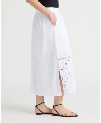 Women's Embroidered Poplin Scallop Skirt