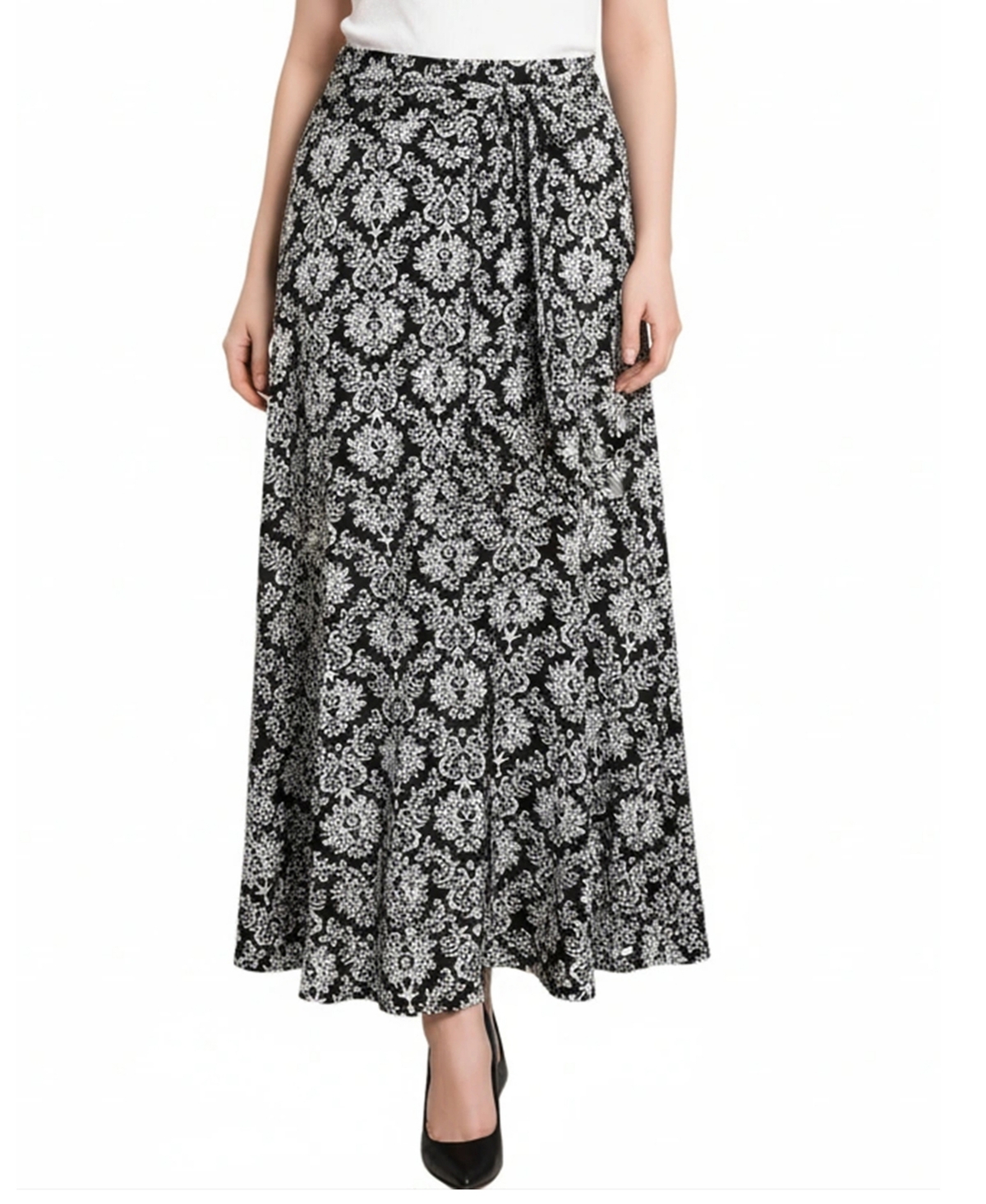 Ny Collection Women's Missy Maxi Skirt With Sash Waist Tie