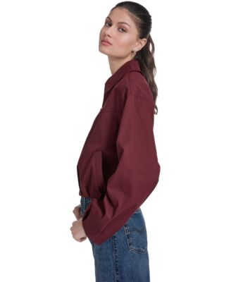 Women's Bubble Hem Collared Bomber Jacket