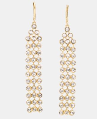 Crystal Mesh Chain Linear Drop Earrings