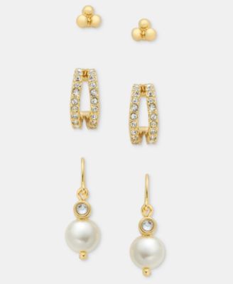 3-Pc. Set Stud, Hoop & Drop Earrings 
